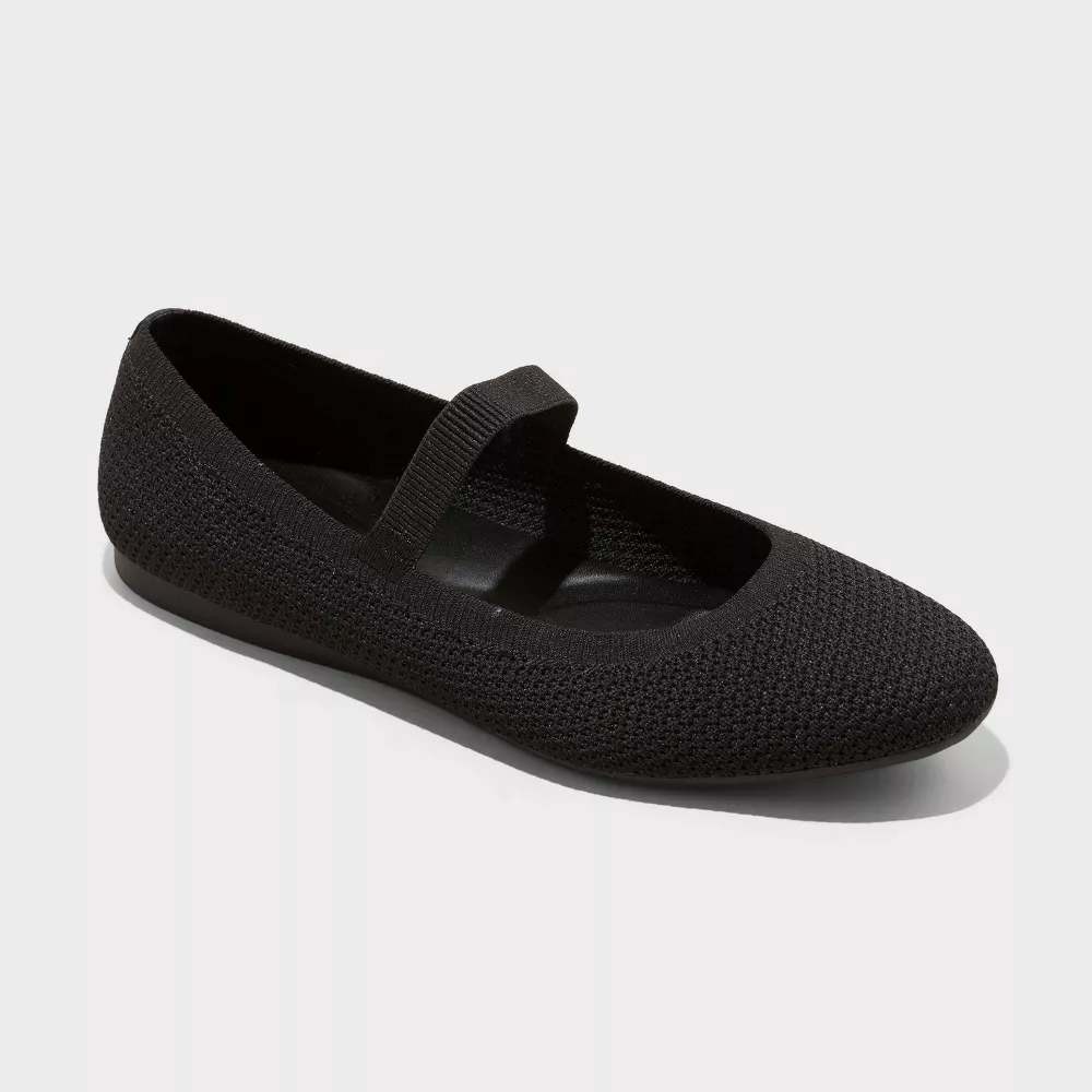 A New Day Shiloh Black Knit Mary Jane Flats Womens Size 7.5 NEW